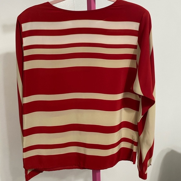 Liz Claiborne vintage Red and Cream Striped Blouse - Picture 7 of 10